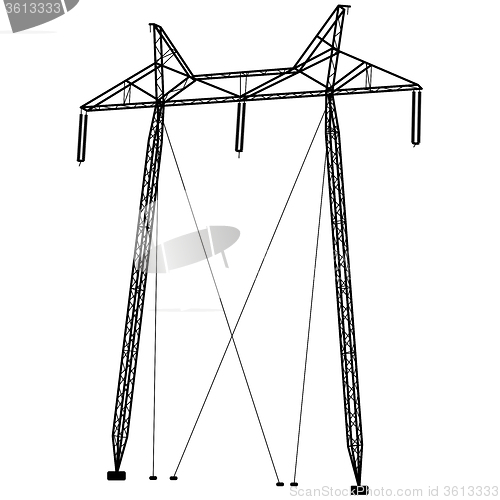 Image of Silhouette of high voltage power lines. illustration.