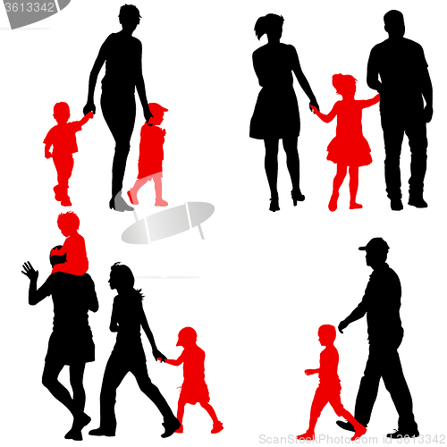 Image of Silhouettes Family on white background. illustration.