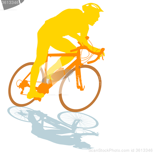 Image of Silhouette of a cyclist male.  illustration.