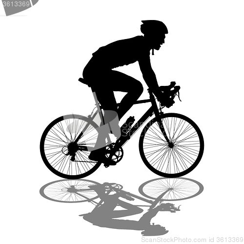 Image of Silhouette of a cyclist male.  or illustration.