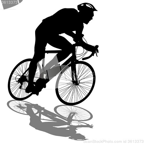 Image of Silhouette of a cyclist male.  illustration.