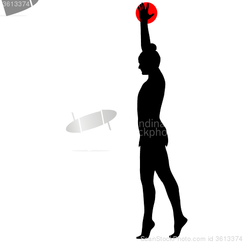 Image of Silhouette girl  gymnast with the ball. 