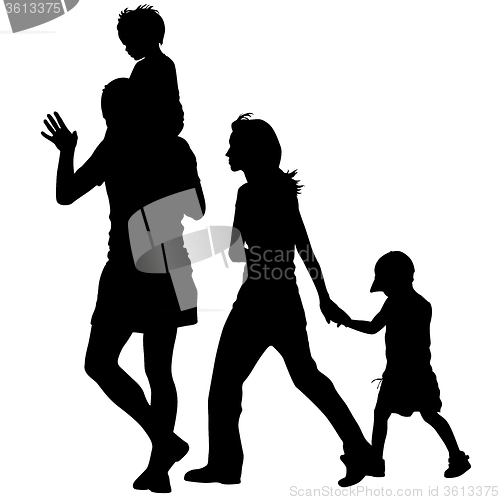 Image of Silhouettes Family on white background. illustration.