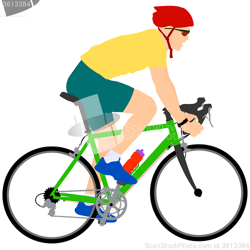 Image of Silhouette of a cyclist male.  or illustration.