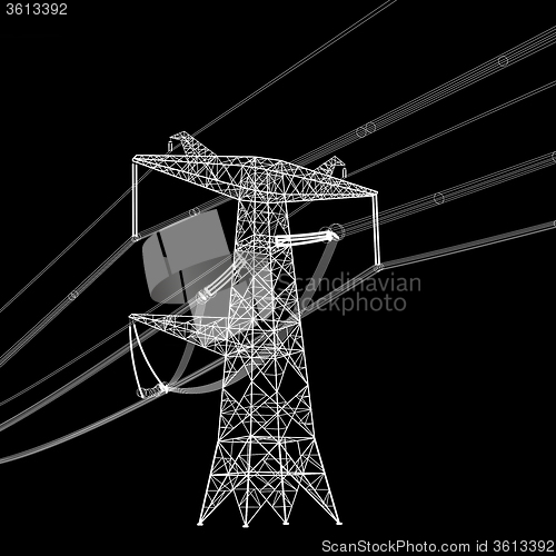 Image of Silhouette of high voltage power lines. illustration