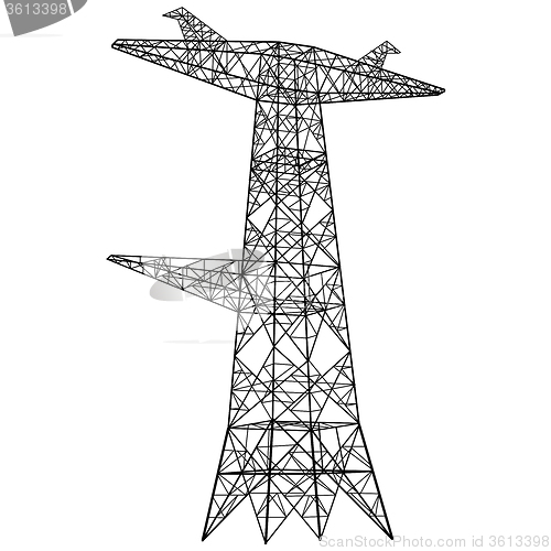 Image of Silhouette of high voltage power lines. illustration