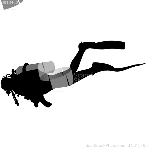 Image of Black silhouette scuba divers. Vector illustration.