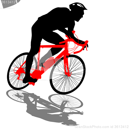 Image of Silhouette of a cyclist male.  illustration.