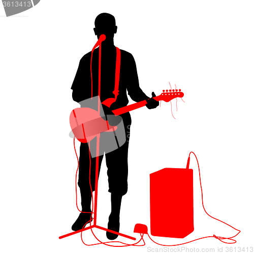 Image of Silhouette musician plays the guitar. illustration.