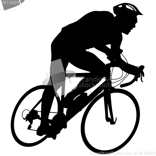 Image of Silhouette of a cyclist male.  illustration.