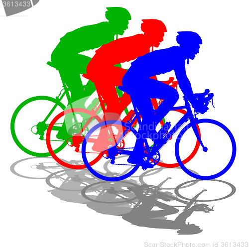 Image of Silhouette of a cyclist male.  illustration.