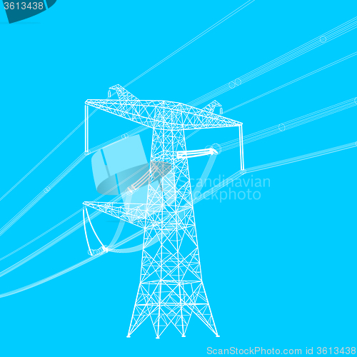 Image of Silhouette of high voltage power lines. illustration