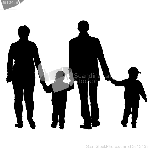 Image of Black silhouettes Family on white background. 