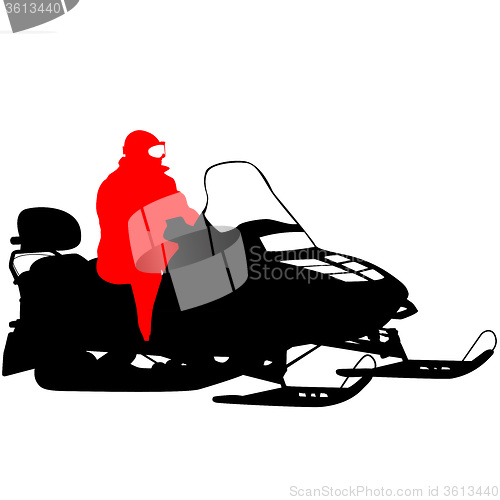 Image of Silhouette snowmobile  on white background. illustration