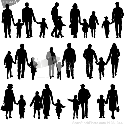 Image of Black silhouettes Family on white background. 