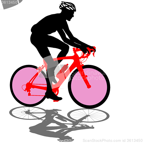 Image of Silhouette of a cyclist male.  illustration.