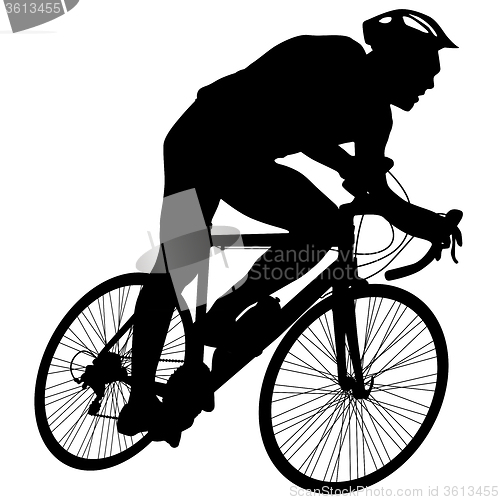 Image of Silhouette of a cyclist male.  illustration.