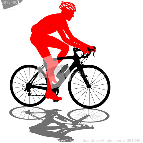 Image of Silhouette of a cyclist male.  illustration.