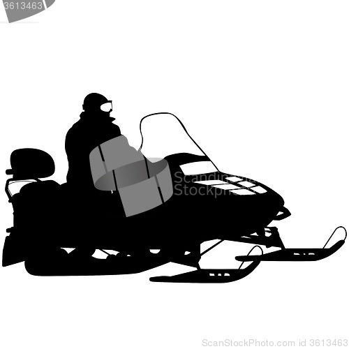 Image of Silhouette snowmobile  on white background. 