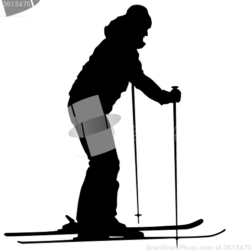 Image of Mountain skier  speeding down slope. sport silhouette.