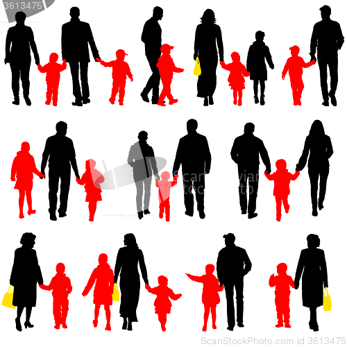 Image of Black silhouettes Family on white background. 