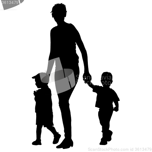 Image of Silhouettes Family on white background. illustration.