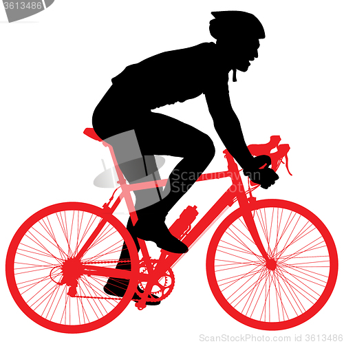 Image of Silhouette of a cyclist male.  or illustration.