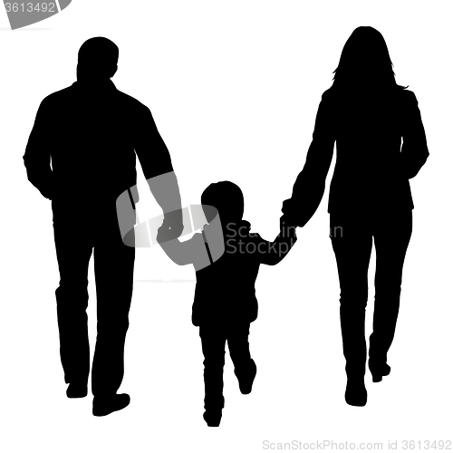 Image of Black silhouettes Family on white background. 