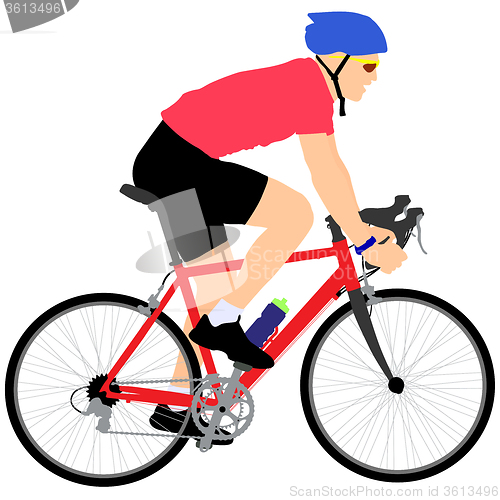 Image of Silhouette of a cyclist male.  or illustration.