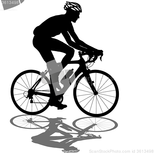 Image of Silhouette of a cyclist male.  or illustration.