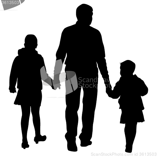 Image of Black silhouettes Family on white background. 
