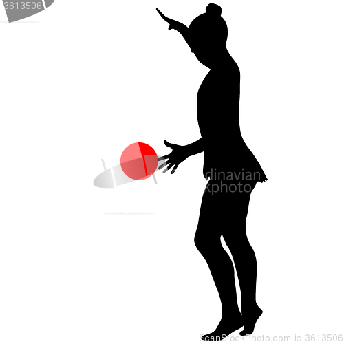 Image of Silhouette girl  gymnast with the ball. 