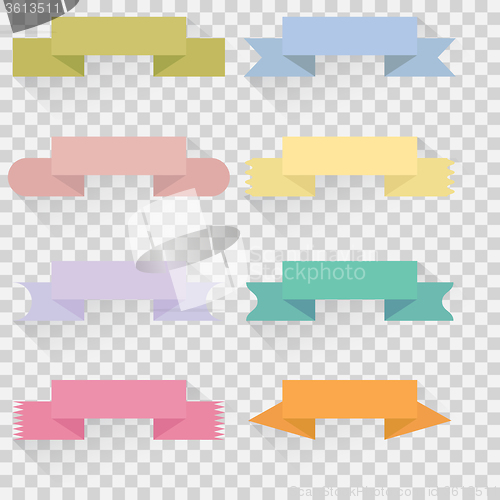 Image of Set  color ribbons  and banners, illustration