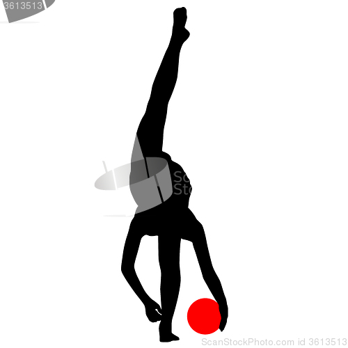 Image of Silhouette girl  gymnast with the ball. 