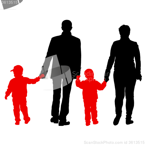 Image of Black silhouettes Family on white background. 