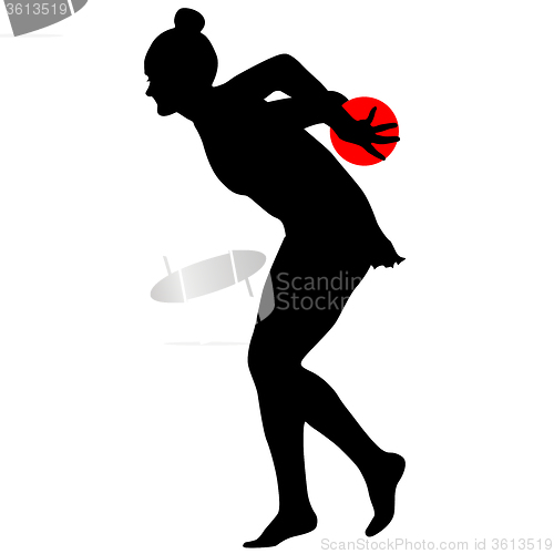 Image of Silhouette girl  gymnast with the ball. 