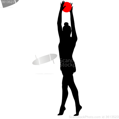 Image of Silhouette girl  gymnast with the ball. 