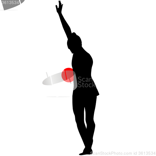 Image of Silhouette girl  gymnast with the ball. 