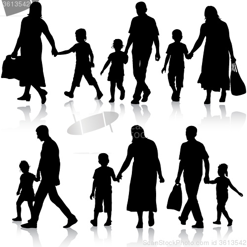 Image of Black silhouettes Family on white background. 