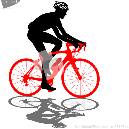 Image of Silhouette of a cyclist male.  illustration.