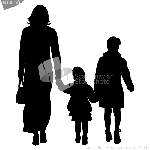 Image of Black silhouettes Family on white background. 