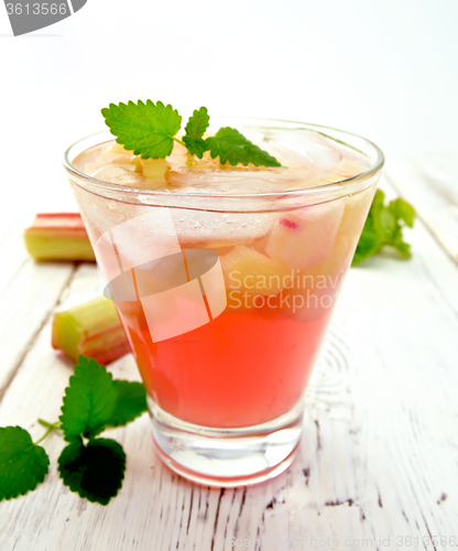 Image of Lemonade with rhubarb and mint on light board