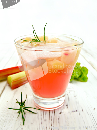 Image of Lemonade with rhubarb and rosemary on light board