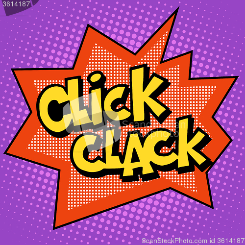 Image of click clack inscription style comic books