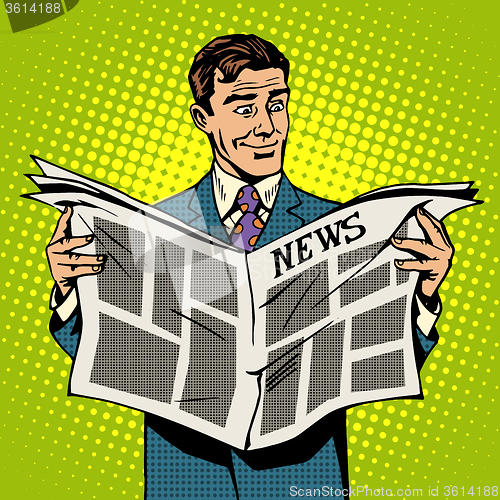 Image of Man businessman reading news newspaper