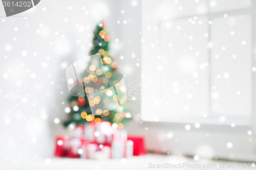 Image of room with christmas tree and presents background