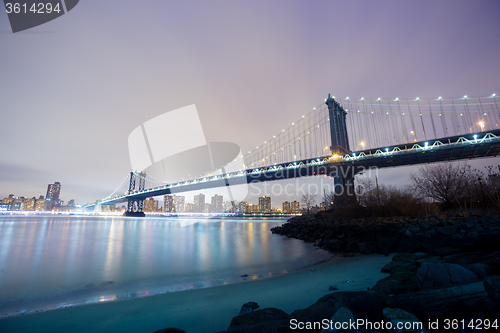 Image of Manhattan bridge at dusk, New York City.