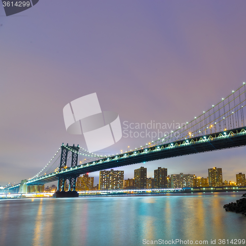 Image of Manhattan bridge at dusk, New York City.