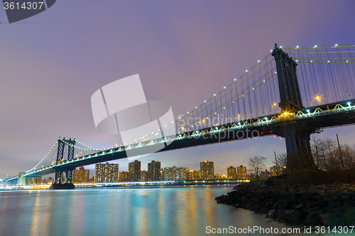 Image of Manhattan bridge at dusk, New York City.