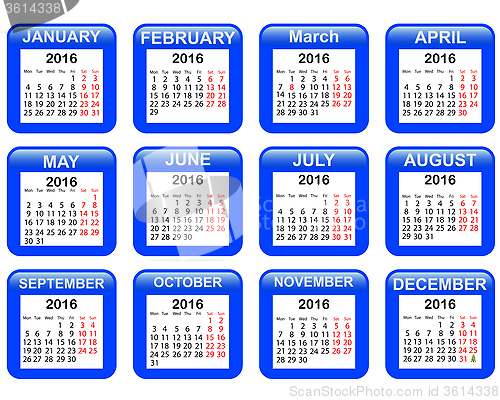 Image of Calendar for 2016